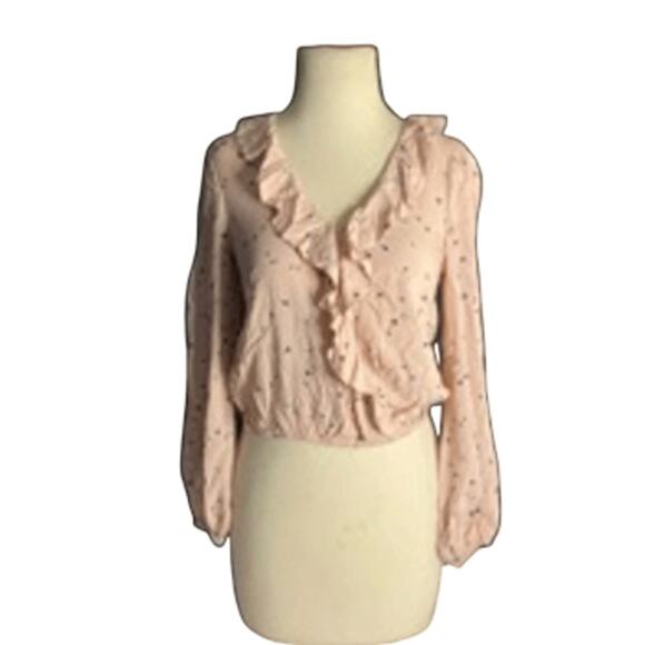 Romantic Cottagecore Ruffle Blouse Blush Floral Paige XS - Picture 2 of 5